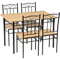 Juego de Comedor de Madera Veteada y Sillas Mesa y Sillas de Metal para Comedor, Cocina y Sala de Estar - details 0