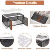 Contenedores de Almacenamiento con Tapas, Juego de 3 Grandes Cajas de Almacenamiento de Plástico de 72L con Ruedas y Puerta, Caja Plegable Transparente para Ropa/Juguetes/Camping, 64 x 40 x 37 cm - details 4