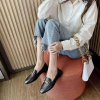 Moda de otoño para mujer de primavera y verano, zapatos planos con hebilla de metal británico, zapatos de ballet informales verdes con punta redonda - details 2
