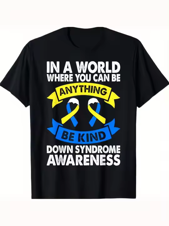 Camiseta Suave y Cómoda para Down Syndrome Cuello Redondo Manga Corta Material de Algodón - 1
