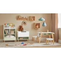 2 Taburetes Infantiles Escritorio Infantil con 2 Compartimentos y 1 Soporte para Rollo de Papel Blanco Madera y Verde ES - details 4