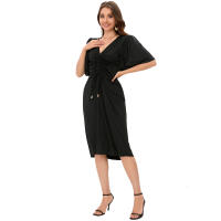 2025 Primavera/Verano Nuevo vestido negro con cuello en V para embarazadas - details 2