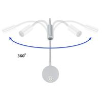 Luz de lectura LED de bronce de 3W, lámpara de pared con cuello de cisne negra, blanca y plateada para cabecera de cama, escritorio, interruptor de noche de 4000K - details 10