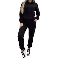 Conjunto deportivo informal de dos piezas para mujer, Sudadera con capucha y pantalones de cintura elástica - details 6