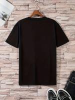 Camiseta Gráfica de Algodón 100% Manga Corta, Cuello Redondo, Impresión Casual para Hombres - details 0