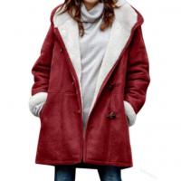 Top de chaqueta de terciopelo cálido de Invierno para mujer，Añadir abrigo de bolsillo con Cuello de piel de Cachemira - details 4