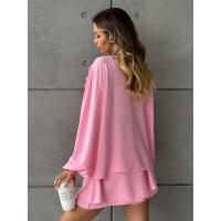Nuevo conjunto casual para mujer con camisa de manga larga con volantes y botones y pantalones cortos de doble capa - details 20