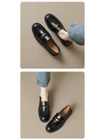 Mocasines de suela gruesa para mujer, estilo retro, negros, sin cordones, estilo universitario, de cuero, para otoño, 2025 - details 3
