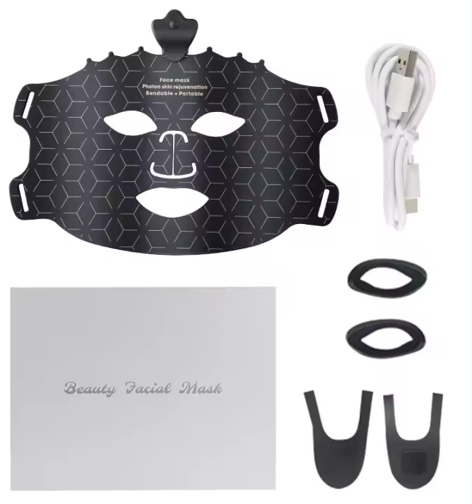 Máscara de terapia de luz para mascarillas faciales en casa Cuidado de la piel, luz de 240 LED y máscara de terapia de luz facial LED con chip RGB mejorado de 3, máscara LED plegable flexible de 7 colores Terapia de luz para todo tipo de piel - 1