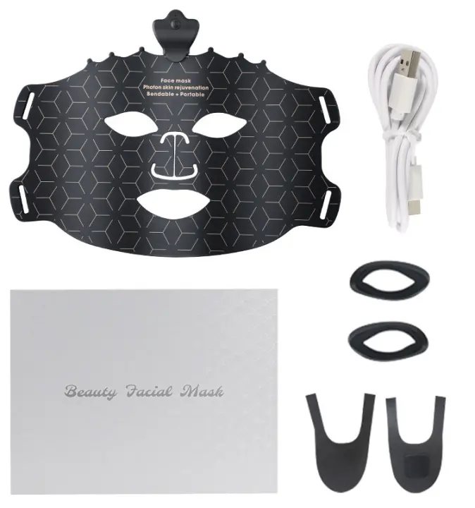 Máscara de terapia de luz para mascarillas faciales en casa Cuidado de la piel, luz de 240 LED y máscara de terapia de luz facial LED con chip RGB mejorado de 3, máscara LED plegable flexible de 7 colores Terapia de luz para todo tipo de piel - 1