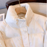 Women short thick cotton padded puffer jacket winter stand collar zipper basic coat outwear - details 23