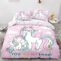 Juego de Ropa de Cama con Dibujos Animados de Unicornio para Niños Funda de Edredón de Caballo Arcoíris Cubierta de Almohada para Cuna de Bebé Linens de Cama Encantadores - details 4