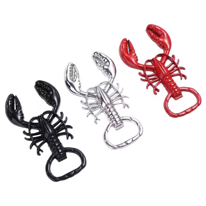 Accesorios de herramientas de cocina, sacacorchos de langosta de Metal, abridor de botellas, abridor de tarros creativo portátil, llavero multifuncional de verano - 1