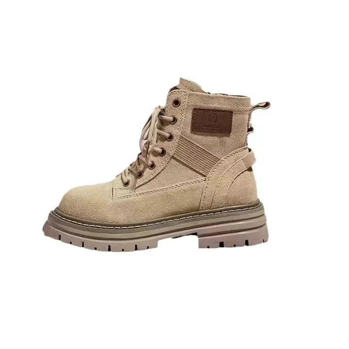 Botas Martin de cuero populares 2025 otoño e invierno nuevo estilo británico plataforma versátil botas cortas de cuero mate terciopelo botas de mujer. - 1