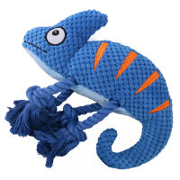 Camaleón de peluche, juguete interactivo extraíble, resistente, con sonido para perros medianos y grandes - details 1