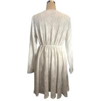 Vestidos con cuello en v a la moda para mujer, vestido blanco informal para mujer - details 6