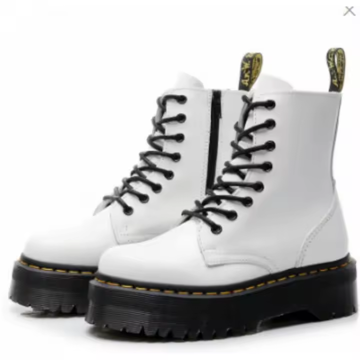 Suelas gruesas con forro polar Botas Dr. Martens, cremalleras laterales, botines cortos de mujer británica, suelas pastel, botas de trabajo y zapatos de algodón - 1