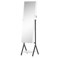 Espejo Joyero con 20 Luces LED Armario Joyero Reclinable con Guardajoyas Anillos Pendientes Collares Cerradura y Llaves 40x37x146 cm Blanco - details 14