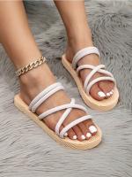 GIOIO Sandalias Planas Para Mujer, Zapatillas Geniales, Zapatillas Cruzadas De Franela Con Suela De Cáñamo Falsa De Cuerda De Cáñamo De Imitación - details 33