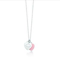 Collar con colgante de doble corazón rosa de plata de ley 925 de Tifny, collar simple de amor con dos corazones, cadena de joyería, regalo para mujeres. ﻿ - details 0