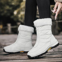 Botas largas de algodón para mujer, nueva moda informal, tela de paraguas apilada, calidez y espesor en moda de invierno, tela, - details 6