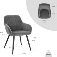 Silla de Comedor Nórdica Vintage Estilo Único con Reposabrazos y Tapiz de Terciopelo - details 3