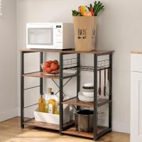 Cocina Mueble para Almacenamiento de Cocina Estantes de Cocina con Ganchos para Almacenamento Estante de Horno de Microondas,Estanterías de Cocina con 3+3 estantes Blanco - details 20