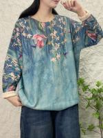 Jersey de gran tamaño con estampado Floral para mujer, suéteres cálidos, sueltos, clásicos, informales, moda coreana, lujo, Invierno - details 1