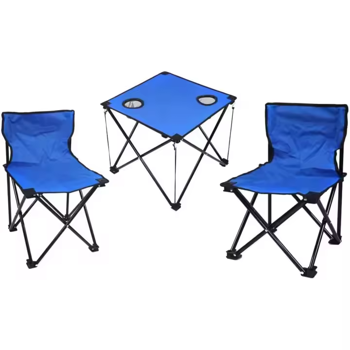 Juego de Mesa y Sillas Plegables para Acampar Ligero, Montaje Fácil, Ideal para Pesca, Picnic y Barbacoa - 1