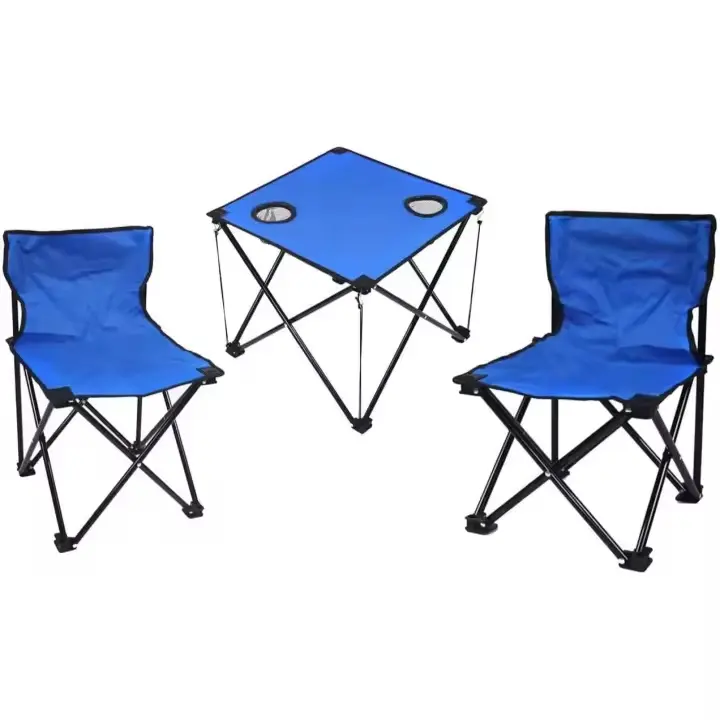 Juego de Mesa y Sillas Plegables para Acampar Ligero, Montaje Fácil, Ideal para Pesca, Picnic y Barbacoa - 1