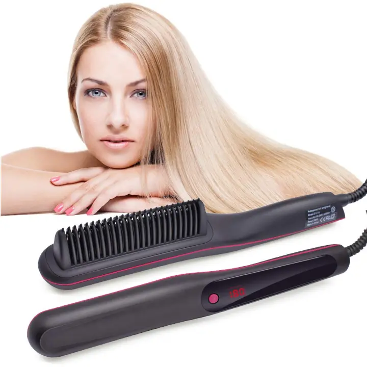 Alisa Multifuncional para Aliserar el Cabello Cepillo de Alisado Calentable de Cerámica con Anti-Escaldado Calentamiento Rápido Belleza Herramientas y Accesorios - 1