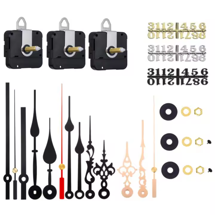 Mecanismo de movimiento de reloj de cuarzo de eje largo, Kit de piezas de repuesto de reloj DIY, manecillas y números, 3 piezas, 5 pares, 31mm - 1