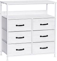 Cómoda con 6 cajones de tela, cómoda de dormitorio blanca, mueble de almacenamiento, muebles de dormitorio, cómoda para cocina, oficina, pasillo, mueble de TV con cajones - details 35