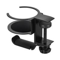 Soporte para auriculares con forma de taza 2 en 1, soporte giratorio de 360 grados para escritorio, soporte para auriculares para juegos, ahorra espacio, negro - details 11