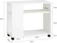 Mesa Auxiliar con 2 Estantes Consola Mesita de Noche con Ruedas Mesa Blanca Mesita 70 x 35 x 60 cm FBT34-W ES - details 2