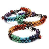 Pulsera de Yoga Vintage India Doble Capa de 7 Akas Mujeres Hombres Joyería de Sanación de Piedras Lava - details 3