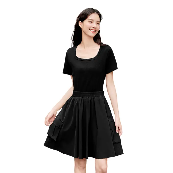 Vestido Semir para Mujer Verano 2025 Diseño Versátil de Dos Piezas con Cuello Cuadrado y Falda Corta Adelgazante Perfecto para Bajo - 1