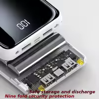Viene con un banco de energía de 4 cables, 20000mAh, gran capacidad de carga rápida, carga Flash, ultradelgado - details 5