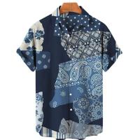 Camisa hawaiana de manga corta holgada informal para hombre, transpirable, estampado retro 3D, ropa de playa, verano, 2023 - details 3