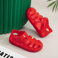 Sandalias con velcro para niños verano 2025 nuevo color sólido niños y niñas bolsa cabeza hueco suela suave bebé jalea sandalias - details 11