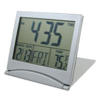 SODIAL(R) Reloj despertador digital de temperatura con calendario de escritorio con suministro de batería plegable - details 0