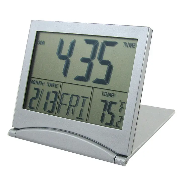SODIAL(R) Reloj despertador digital de temperatura con calendario de escritorio con suministro de batería plegable - 1
