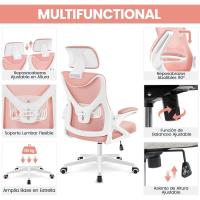 Silla de Oficina Ergonómica Silla Reposabrazo Ajustable Silla Oficina Trabajo con Reposacabeza Silla Giratoria Rosa - details 3
