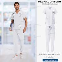 uniforme médico para mujer, artículos de enfermería, uniformes quirúrgicos, Tops de manga corta con cuello en V, pantalones para correr, conjuntos de exfoliante para hombre - details 15