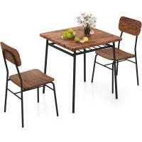Juego de Cena de Metal Compacto Mesa con 2 Sillas Desmontables Estante de Celosía Asiento Curvado - details 0