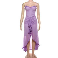 BUNO-vestidos de fiesta de malla irregulares, novedad de 2024, vestido ceñido con tirantes finos, vestido largo fruncido a la moda para mujer - details 42