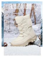 Botas de nieve impermeables para mujer, botines de piel cálida, con plataforma, color negro, a la moda, Invierno - details 1