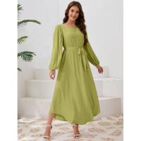 Vestido casual de manga larga para mujer, prenda elegante de color bastante sólido, para 2025 - details 9