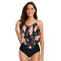 Nuevo traje de baño de dos piezas de cintura alta con bikini dividido conservador con borde de volantes - details 17