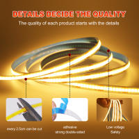 Tira de luces LED COB regulable, cinta LED Flexible USB de 5V con interruptor de encendido y apagado, iluminación lineal de alta densidad de 320LED con cinta adhesiva - details 7